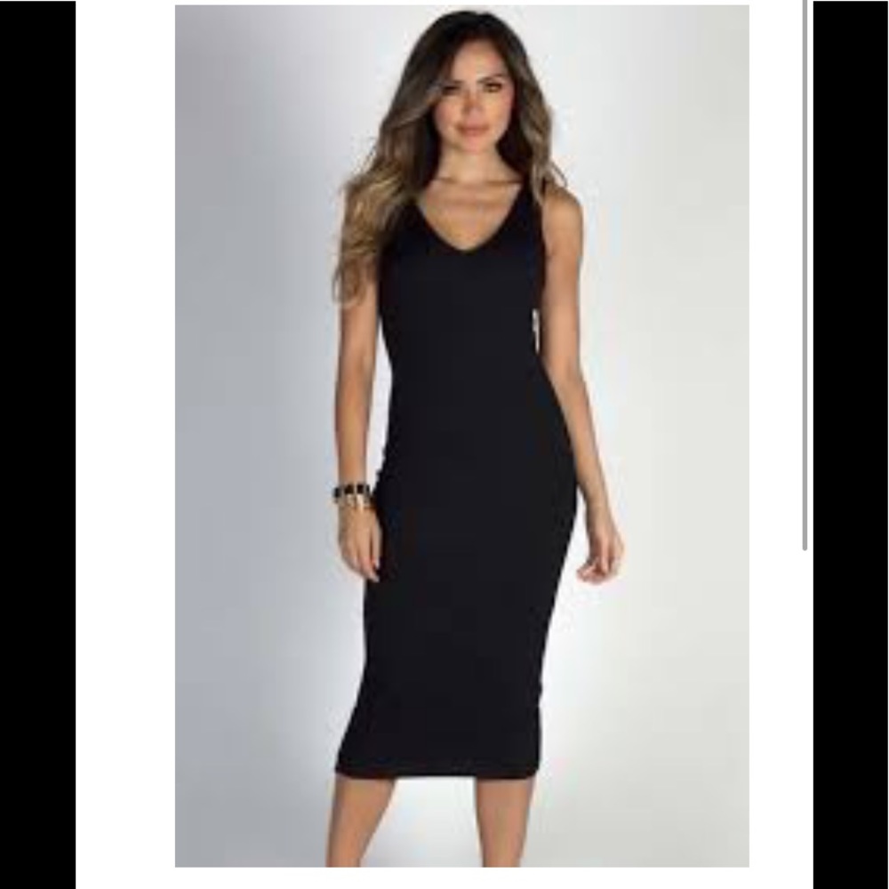 H&M black ribbed bodycon dress